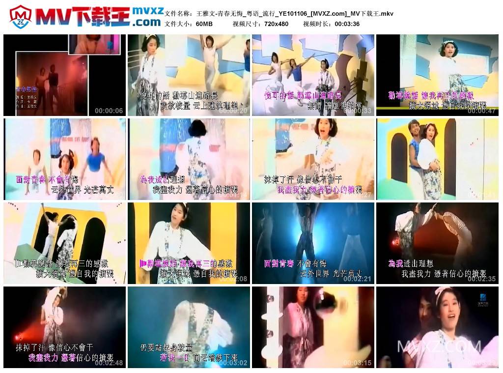 王雅文-青春无悔_粤语_流行_YE101106